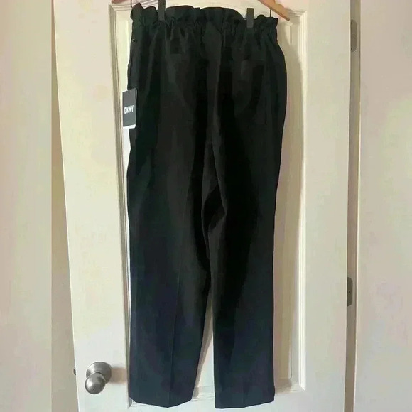 NWT DKNY Black Pants with Tie, Elastic Waist Women’s size 10 - Picture 7 of 10